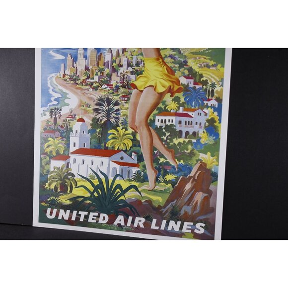 11 x 17" United Air Lines Southern California small tourist poster, vintage - Picture 2 of 4